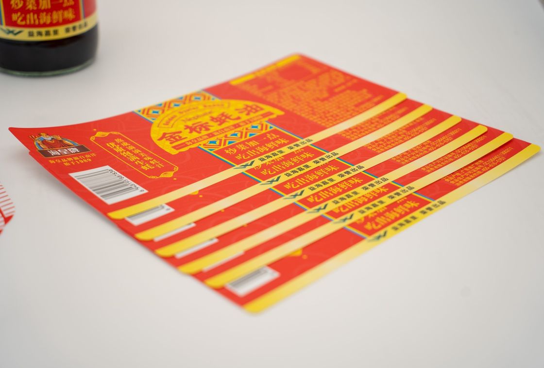Label lem basah yang disesuaikan untuk bumbu dengan rotary press otomatis dan cetak 10-12 warna