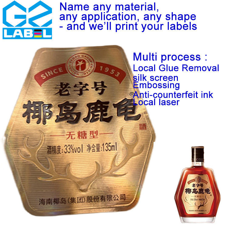 Label perekat diri yang disesuaikan pada gulungan untuk produsen stiker label Botol Anggur