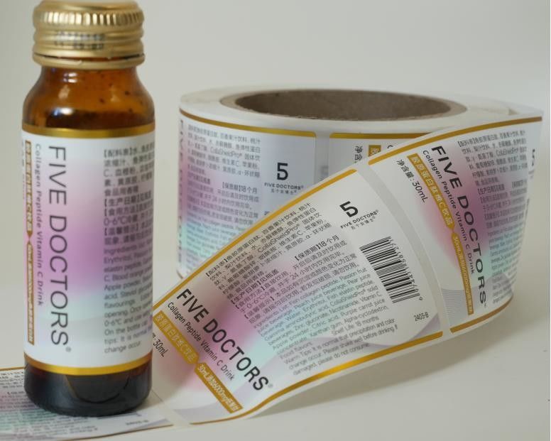 Label Perekat Sendiri yang Disesuaikan untuk Kemasan Vinyl Waterproof Sticker Printing Roll Label Round Stickersmos