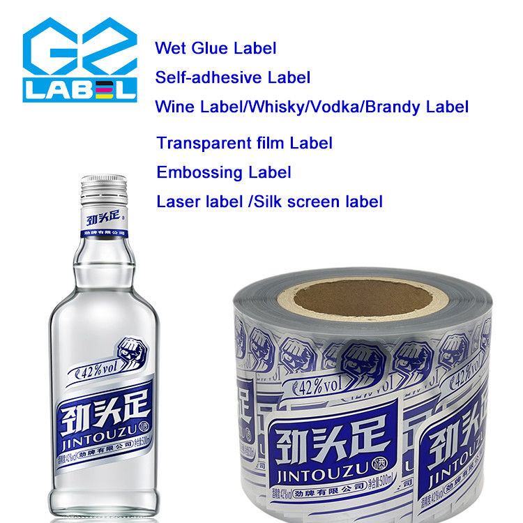 Kertas stiker cetak yang jelas untuk label botol anggur Desain dan bentuk khusus Tersedia