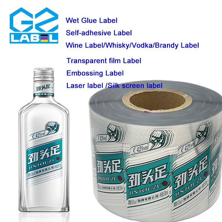 Kertas stiker cetak yang jelas untuk label botol anggur Desain dan bentuk khusus Tersedia