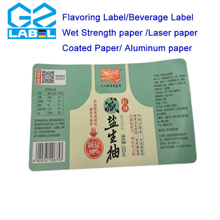 Disesuaikan Self Adhesive Label Sticker untuk Minuman Bottle Label Bumbu untuk kebutuhan pelanggan Anda