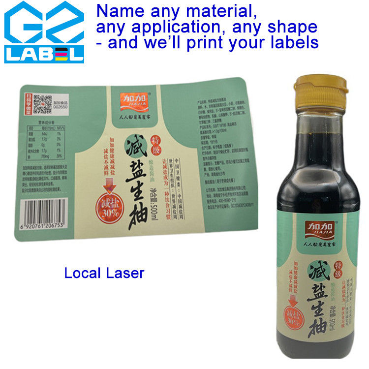 Disesuaikan Self Adhesive Label Sticker untuk Minuman Bottle Label Bumbu untuk kebutuhan pelanggan Anda