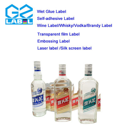 Kertas stiker cetak yang jelas untuk label botol anggur Desain dan bentuk khusus Tersedia